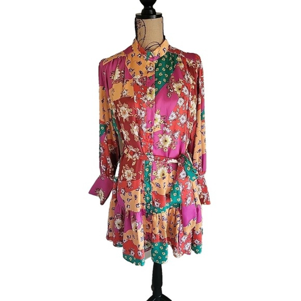 Fate Talk About Love Magenta Purple Patchwork Dress US- S - Picture 2 of 12